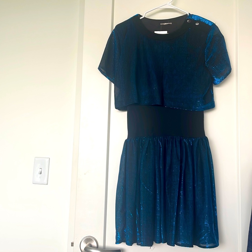 Cool retro shiny blue dress! Vintage design.